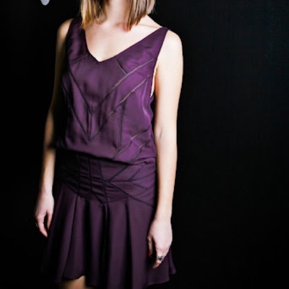 Purple Marciano Sheer Mini Dress - Picture 6 of 6
